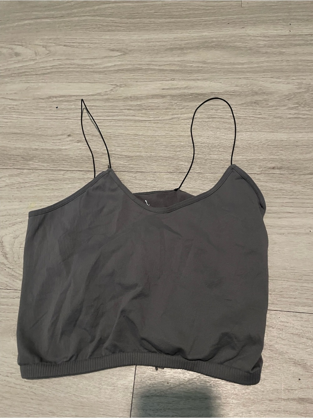 Free People Charcoal Spaghetti-Strap Cropped Cami